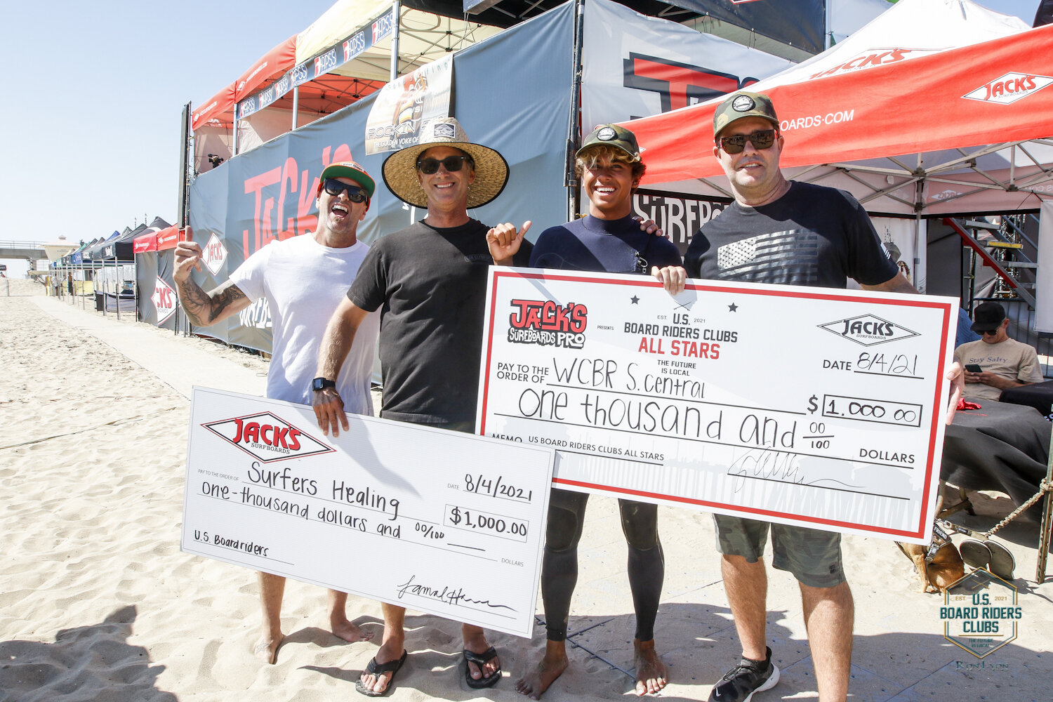 South Central donating their winnings to Surfer’s Healing with matching $1,000 from Jack’s Surfboards